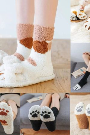 Quick Outfits, Modest Fashion Outfits Ideas Cat Paw Plush Socks