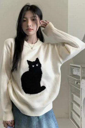 Quick Outfits, Modest Fashion Outfits Ideas Cat Sweater