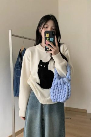 Quick Outfits, Modest Fashion Outfits Ideas Cat Sweater