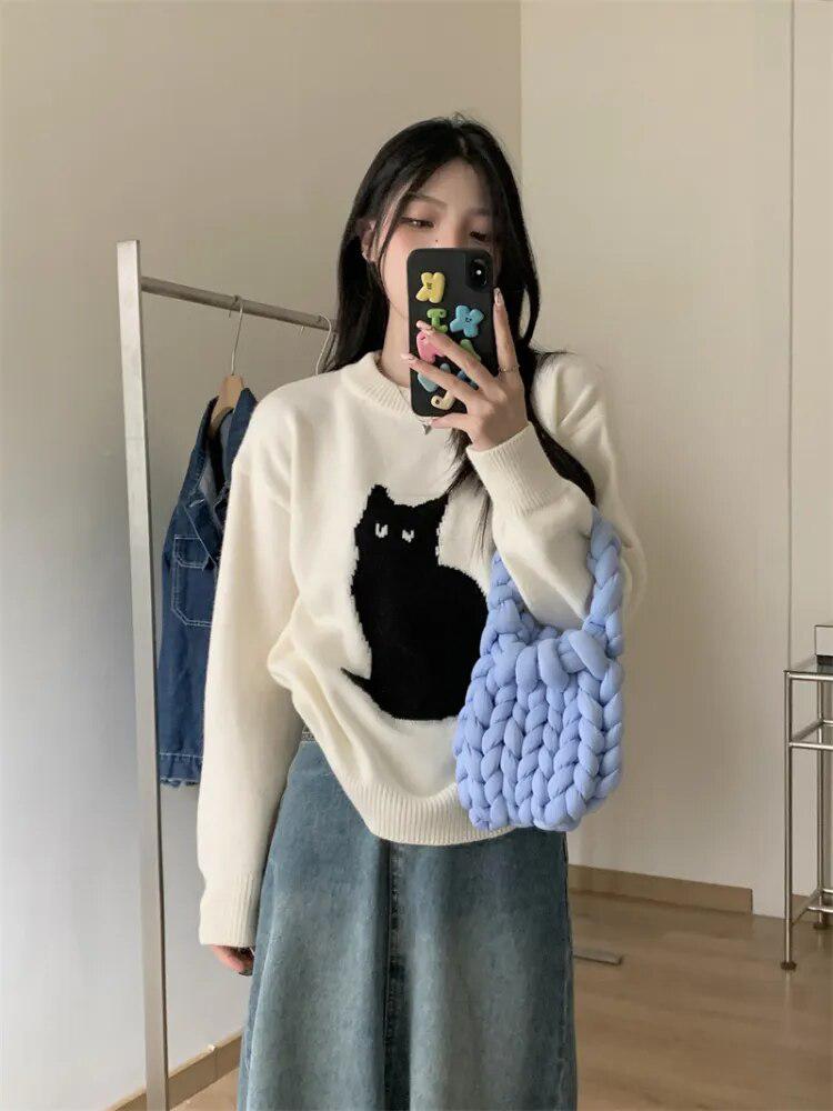 Quick Outfits, Modest Fashion Outfits Ideas Cat Sweater Quick Outfits, Modest Fashion Outfits Ideas Cat Sweater