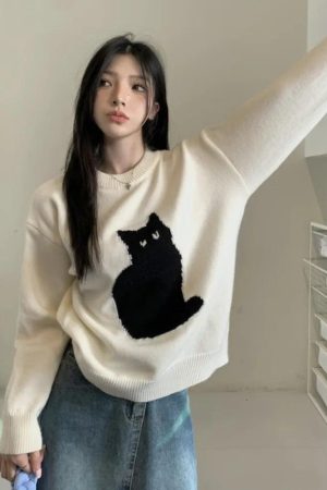 Quick Outfits, Modest Fashion Outfits Ideas Cat Sweater