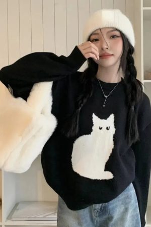 Quick Outfits, Modest Fashion Outfits Ideas Cat Sweater