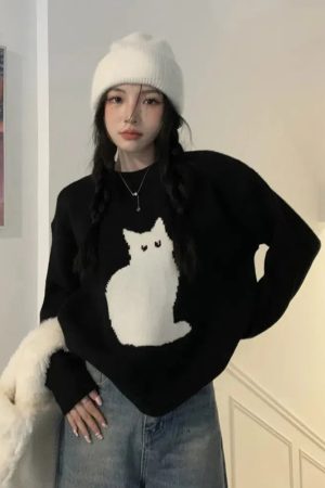 Quick Outfits, Modest Fashion Outfits Ideas Cat Sweater