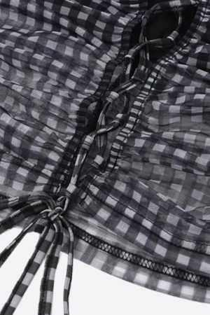 Quick Outfits, Modest Fashion Outfits Ideas Checkered Strapless Top & Mini Skirt Two Piece Set