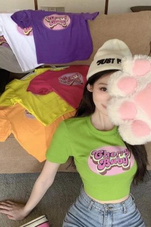 Quick Outfits, Modest Fashion Outfits Ideas Cherry Baby Crop Top