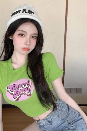 Quick Outfits, Modest Fashion Outfits Ideas Cherry Baby Crop Top