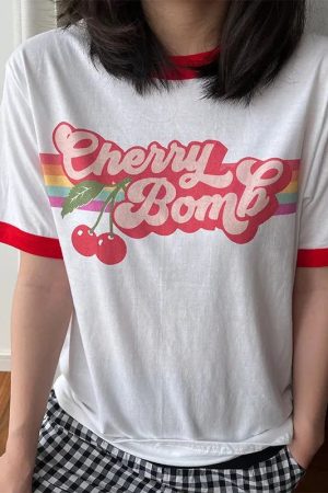 Quick Outfits, Modest Fashion Outfits Ideas Cherry Bomb Ringer Tee