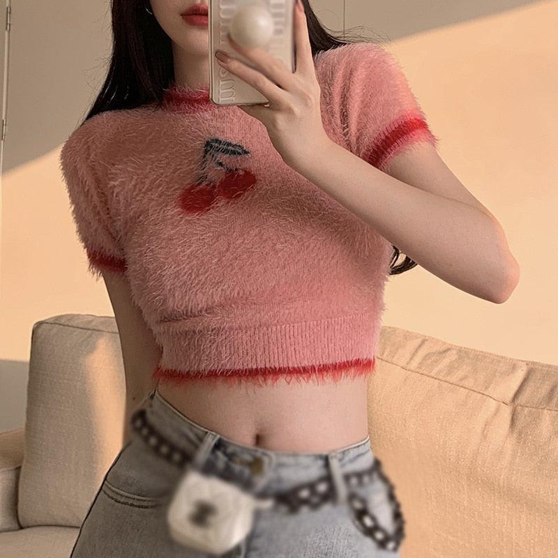 Quick Outfits, Modest Fashion Outfits Ideas Cherry Crop Sweater Quick Outfits, Modest Fashion Outfits Ideas Cherry Crop Sweater