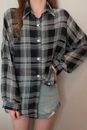 Quick Outfits, Modest Fashion Outfits Ideas Chiffon Plaid Shirt