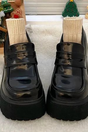 Quick Outfits, Modest Fashion Outfits Ideas Chunky Platform High Heel Loafer Shoes