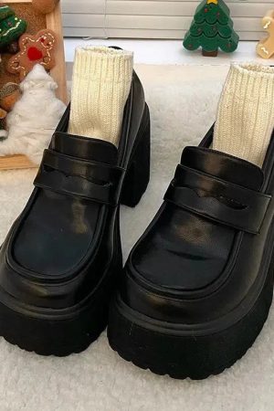 Quick Outfits, Modest Fashion Outfits Ideas Chunky Platform High Heel Loafer Shoes