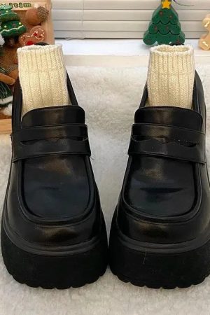 Quick Outfits, Modest Fashion Outfits Ideas Chunky Platform High Heel Loafer Shoes