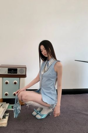 Quick Outfits, Modest Fashion Outfits Ideas Classic Collar Sleeveless Shirt