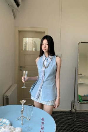 Quick Outfits, Modest Fashion Outfits Ideas Classic Collar Sleeveless Shirt