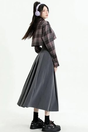 Quick Outfits, Modest Fashion Outfits Ideas College Girl Pleated A-Line Midi Skirt