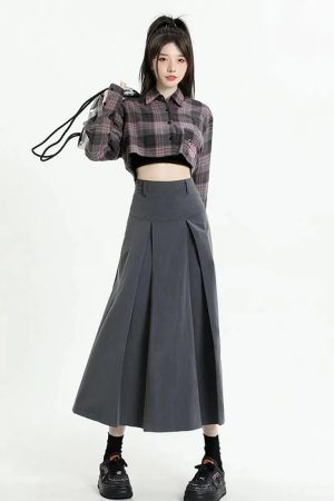 Quick Outfits, Modest Fashion Outfits Ideas College Girl Pleated A-Line Midi Skirt
