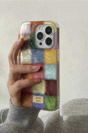 Quick Outfits, Modest Fashion Outfits Ideas Color Block Checkered Phone Case