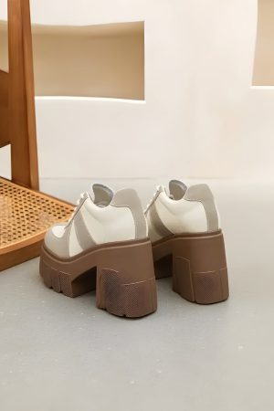 Quick Outfits, Modest Fashion Outfits Ideas Color Block Platform Oxford Heels