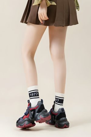 Quick Outfits, Modest Fashion Outfits Ideas Color Block Platform Sneakers