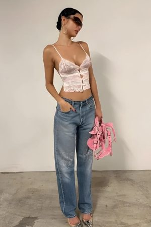 Quick Outfits, Modest Fashion Outfits Ideas Coquette Bow Backless Lace Top