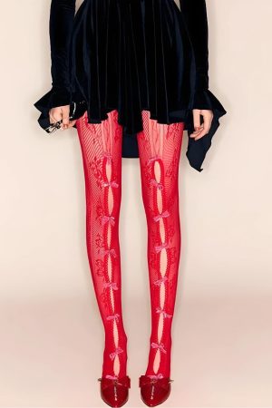 Quick Outfits, Modest Fashion Outfits Ideas Coquette Bow Fishnet Tights
