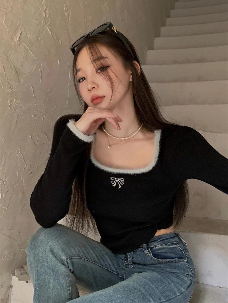 Quick Outfits, Modest Fashion Outfits Ideas Coquette Bow Fluffy Neck Top Quick Outfits, Modest Fashion Outfits Ideas Coquette Bow Fluffy Neck Top