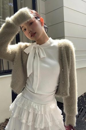 Quick Outfits, Modest Fashion Outfits Ideas Coquette Bow Neck Blouse