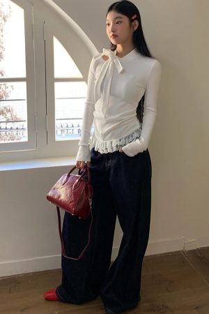 Quick Outfits, Modest Fashion Outfits Ideas Coquette Bow Neck Blouse