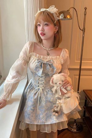 Quick Outfits, Modest Fashion Outfits Ideas Coquette Bow Princess Mini Dress