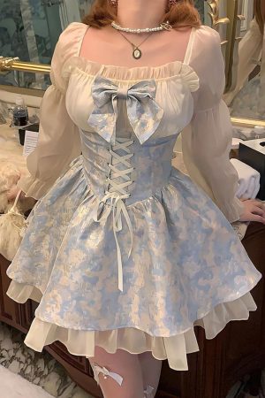 Quick Outfits, Modest Fashion Outfits Ideas Coquette Bow Princess Mini Dress