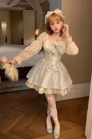 Quick Outfits, Modest Fashion Outfits Ideas Coquette Bow Princess Mini Dress