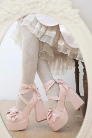 Quick Outfits, Modest Fashion Outfits Ideas Coquette Bow Star Buckled Platform High Heels