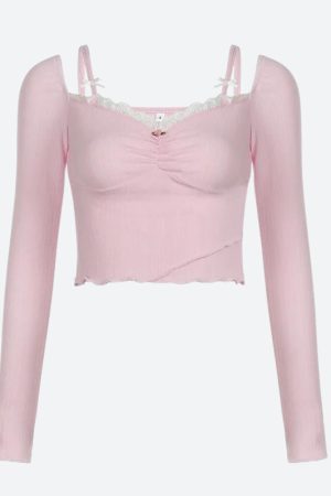 Quick Outfits, Modest Fashion Outfits Ideas Coquette Bow Straps Ruched Top