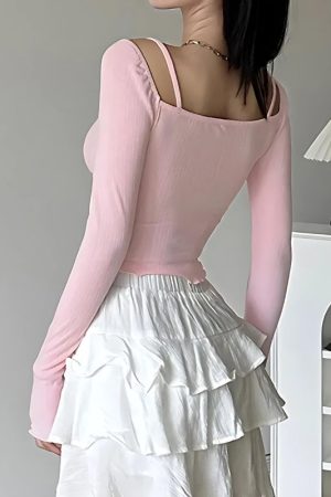 Quick Outfits, Modest Fashion Outfits Ideas Coquette Bow Straps Ruched Top