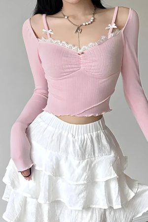 Quick Outfits, Modest Fashion Outfits Ideas Coquette Bow Straps Ruched Top