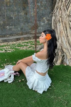 Quick Outfits, Modest Fashion Outfits Ideas Coquette Broderie Anglaise Top & Mini Skirt Two Piece Set