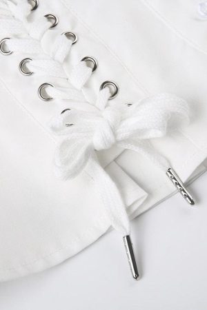 Quick Outfits, Modest Fashion Outfits Ideas Coquette Cap Sleeve Lace Up Top