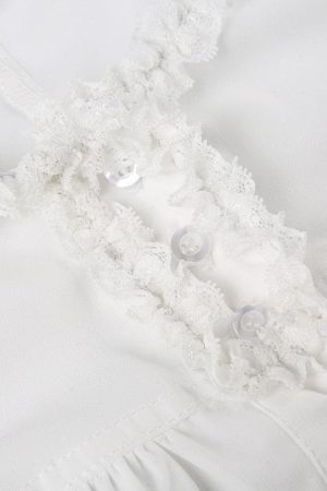 Quick Outfits, Modest Fashion Outfits Ideas Coquette Cap Sleeve Lace Up Top