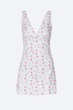 Quick Outfits, Modest Fashion Outfits Ideas Coquette Cherry Plunge Neck Mini Dress