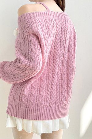 Quick Outfits, Modest Fashion Outfits Ideas Coquette Cut-Out Knit Sweater