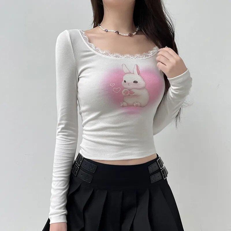 Quick Outfits, Modest Fashion Outfits Ideas Coquette Cute Rabbit Crop Top Quick Outfits, Modest Fashion Outfits Ideas Coquette Cute Rabbit Crop Top