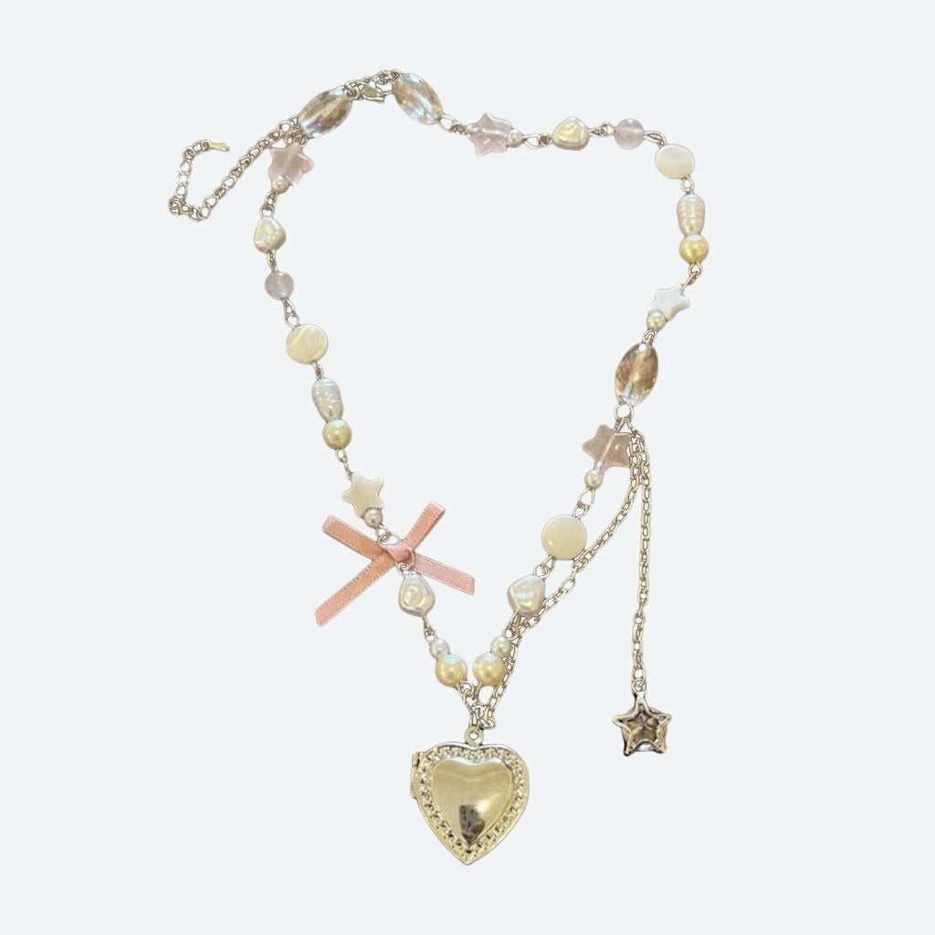 Quick Outfits, Modest Fashion Outfits Ideas Coquette Heart Pearl Beaded Necklace Quick Outfits, Modest Fashion Outfits Ideas Coquette Heart Pearl Beaded Necklace