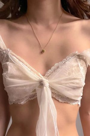 Quick Outfits, Modest Fashion Outfits Ideas Coquette Lace Mesh Bra Crop Top