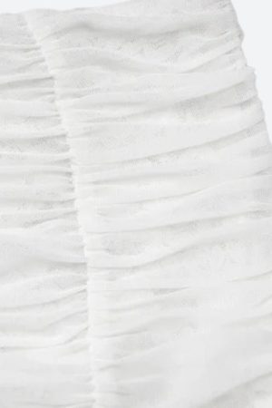 Quick Outfits, Modest Fashion Outfits Ideas Coquette Lace Top & Ruched Mini Skirt Two Piece Set