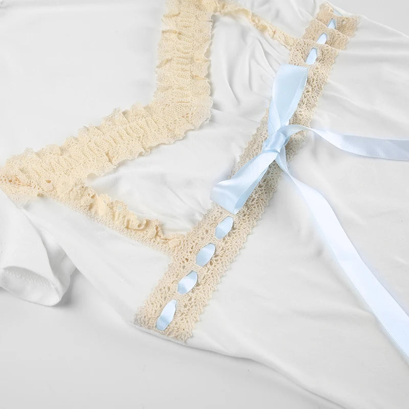 Quick Outfits, Modest Fashion Outfits Ideas Coquette Lace Trim Top Quick Outfits, Modest Fashion Outfits Ideas Coquette Lace Trim Top