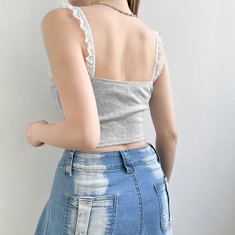 Quick Outfits, Modest Fashion Outfits Ideas Coquette Lace Trimming Crop Top Quick Outfits, Modest Fashion Outfits Ideas Coquette Lace Trimming Crop Top