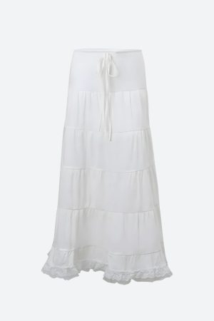 Quick Outfits, Modest Fashion Outfits Ideas Coquette Lace Up Crop Top & Maxi Skirt Two Piece Set