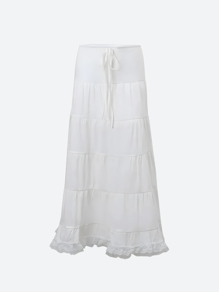 Quick Outfits, Modest Fashion Outfits Ideas Coquette Lace Up Crop Top & Maxi Skirt Two Piece Set Quick Outfits, Modest Fashion Outfits Ideas Coquette Lace Up Crop Top & Maxi Skirt Two Piece Set