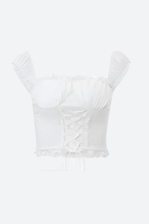 Quick Outfits, Modest Fashion Outfits Ideas Coquette Lace Up Crop Top & Maxi Skirt Two Piece Set