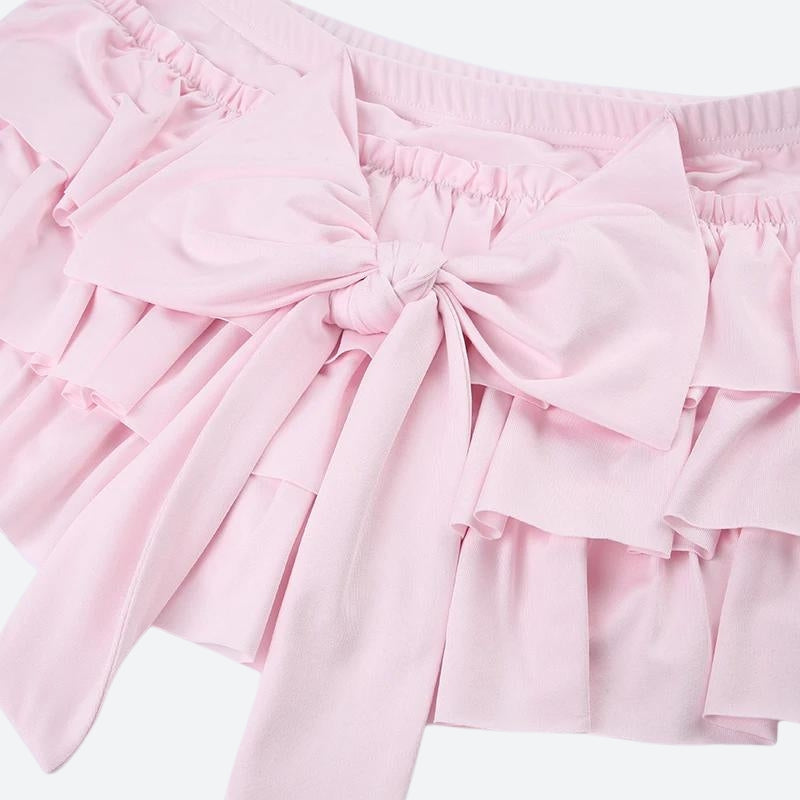 Quick Outfits, Modest Fashion Outfits Ideas Coquette Layered Bow Mini Skort Quick Outfits, Modest Fashion Outfits Ideas Coquette Layered Bow Mini Skort